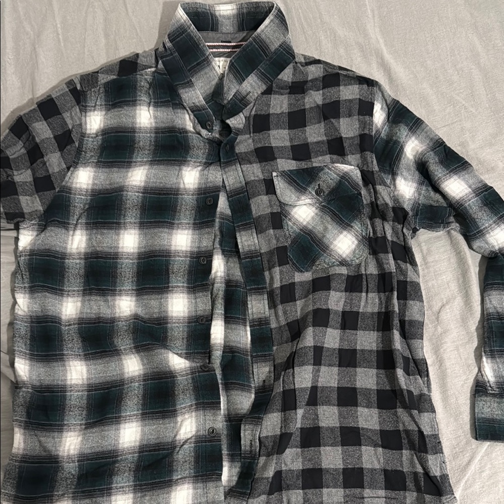 Sun + Stone Black and Gray Casual Button Down Shirt